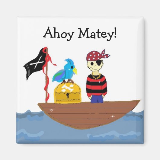 Aimant Ahoy Matey Pirate Design (Devant)