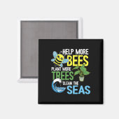 Aimant Aider Plus D'Abeilles Plante Plus D'Arbres Nettoye (Recto/Verso)