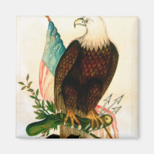 Aimant Aigle à tête blanche avec drapeau (Devant)