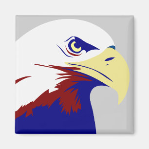 Aimant Aigle américain rouge, blanc et bleu