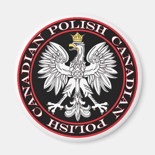 Aimant Aigle canadienne polonaise ronde (Devant)