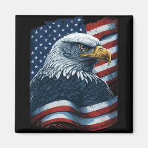 Aimant Aigle chauve fièrement patriotique américain drape