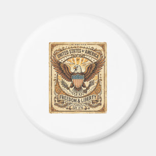 Aimant Aigle chauve vintage patriotique en détresse