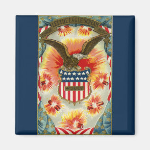 Aimant Aigle et drapeau américain du 4 juillet patriotiqu