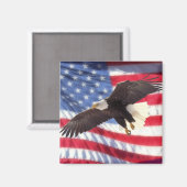 Aimant Aigle et drapeau américains (Recto/Verso)