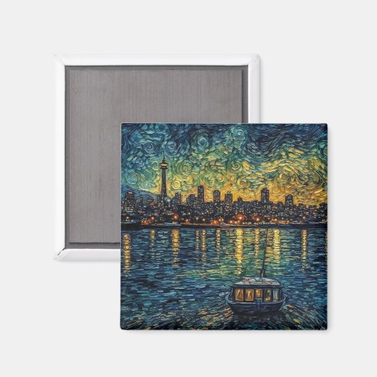 Aimant Aiguille spatiale Seatle en style van Gogh (Recto/Verso)