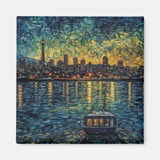 Aimant Aiguille spatiale Seatle en style van Gogh (Devant)