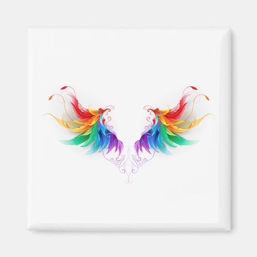 Aimant Ailes fluffy arc-en-ciel (Devant)