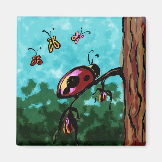 Aimant Aimant, Tableau de coccinelle sur une branche (Devant)