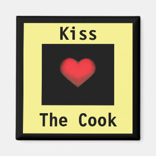 Aimant Aimante Jaune & Noir Kiss the Cook