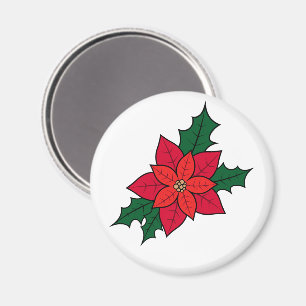 Aimant Aimante Ronde Avec Poinsététie Rouge De Noël