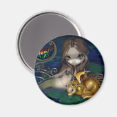 Aimant Aimante "Sirène avec un dragon d'or" (Recto/Verso)