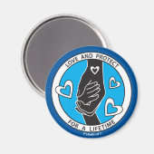 Aimant Aimer et protéger l'aimant rond de 2,5 pouces (Recto/Verso)