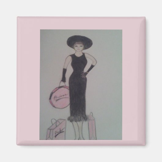 Aimant Aimer faire du shopping (Devant)