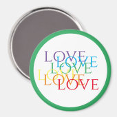 Aimant Aimer l'aimant rond RAINBOVE / Vert (Recto/Verso)