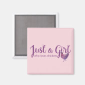 Aimant Aimer le poulet juste une fille Purple Poulets Aim (Recto/Verso)