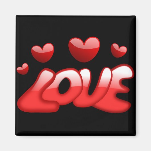 Aimant Aimer les coeurs rouges (Devant)