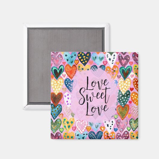 Aimant Aimer Sweet Aimer Valentines Jour Coeurs Bright Co (Recto/Verso)