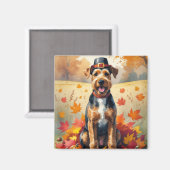Aimant Airedale dans l'Art de Thanksgiving des feuilles d (Recto/Verso)