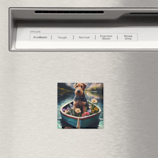 Aimant Airedale Dog on a Paddle : Une aventure Pittoresqu (In Situ (Lave-vaisselle))