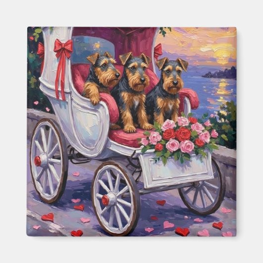 Aimant Airedale Dog Valentine's Day (Devant)