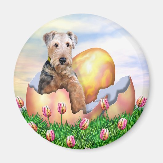 Aimant Airedale Terrier Easter Surprise (Devant)