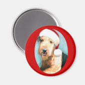Aimant Airedale Terrier Père Noël (Recto/Verso)