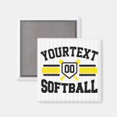 Aimant AJOUT PERSONNALISÉ NOM Softball Player Varsity Tea (Recto/Verso)