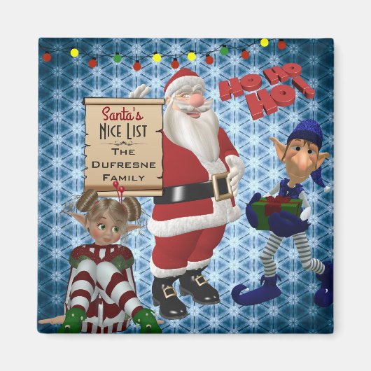 Aimant Ajouter Le Nom De Famille "Père Noël Nice List" (Devant)
