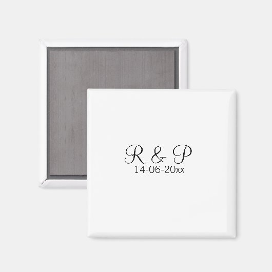 Aimant Ajouter un nom de couple monogramme ajouter date a (Recto/Verso)