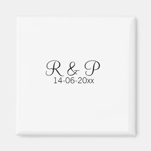 Aimant Ajouter un nom de couple monogramme ajouter date a (Devant)