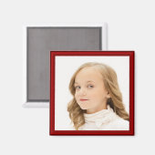 Aimant Ajouter votre image personnalisée cadre rouge (Recto/Verso)