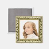 Aimant Ajouter votre image personnalisée Gold & Black Fra (Recto/Verso)