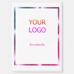 Aimant ajouter votre logo personnalisé bordure rose rouge