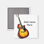 Aimant Ajouter votre nom texte brun acoustique guitare éd (Recto/Verso)