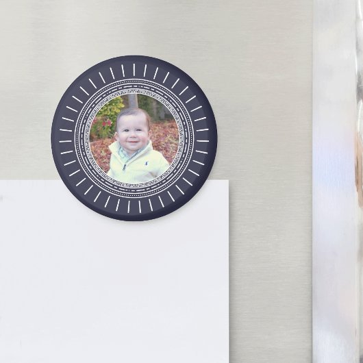 Aimant Ajouter votre photo | Marine moderne bleu & blanc