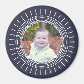 Aimant Ajouter votre photo | Marine moderne bleu & blanc (Devant)