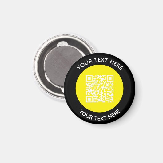 Aimant Ajouter votre propre ronde QR Code texte Analyse M (Recto/Verso)