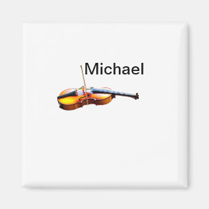 Aimant Ajoutez votre nom texte brun amateur de violon mus