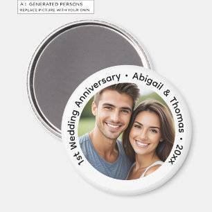 Aimant Ajoutez votre propre photo de couple 1er anniversa