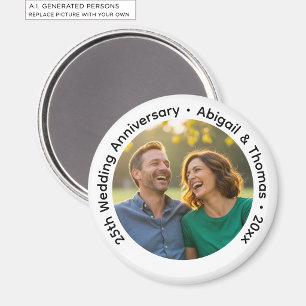 Aimant Ajoutez votre propre photo de couple 25e anniversa