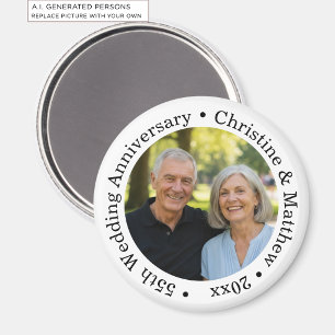 Aimant Ajoutez votre propre photo de couple 55e anniversa