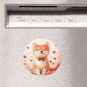 Aimant Akita avec des roses - Saint-Valentin (In Situ (Lave-vaisselle))