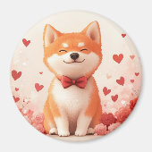 Aimant Akita avec des roses - Saint-Valentin (Devant)
