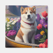 Aimant Akita Dog sur une pagaie : une aventure Pittoresqu (Devant)