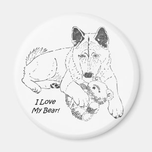 Aimant Akita mignon avec l'art de portrait de chien