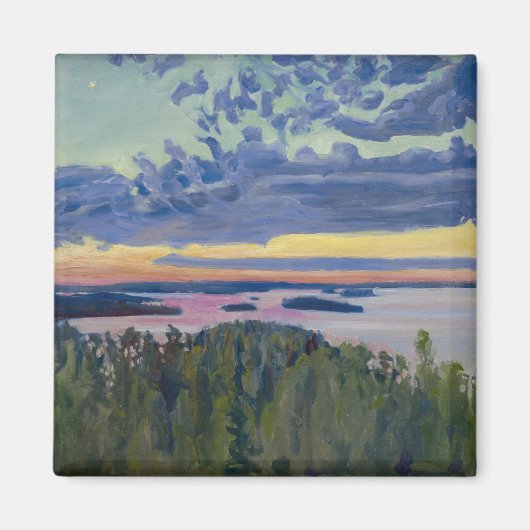Aimant Akseli Gallen-Kallela - Vue sur un lac au coucher (Devant)