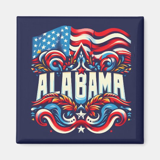 Aimant Alabama patriotique Design décoratif Abstrait (Devant)