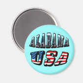 Aimant Alabama Photo et USA Flag Font (Recto/Verso)