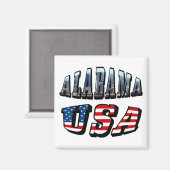 Aimant Alabama Photo et USA Flag Font (Recto/Verso)